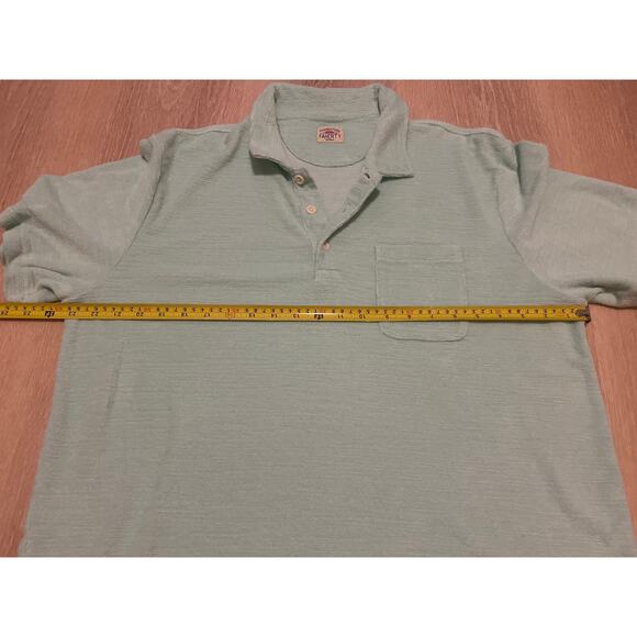 Faherty Short Sleeve Terry Cloth Polo Shirt Mens M Seafoam Green Cotton Polyeste - Picture 5 of 7